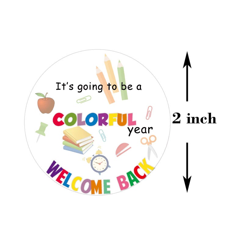 Hilgue 80 Pcs Welcome Back to School Stickers  First Day of School Adhesive Gift Labels  First Day of School Classroom Party Favors Present Decorations (2 Inches) - Image 2
